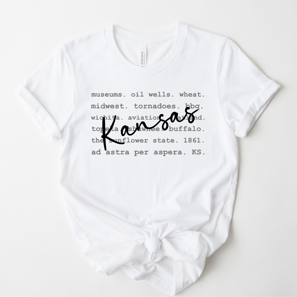 Wholesale Kansas Typography Graphic Tee - White Tee
