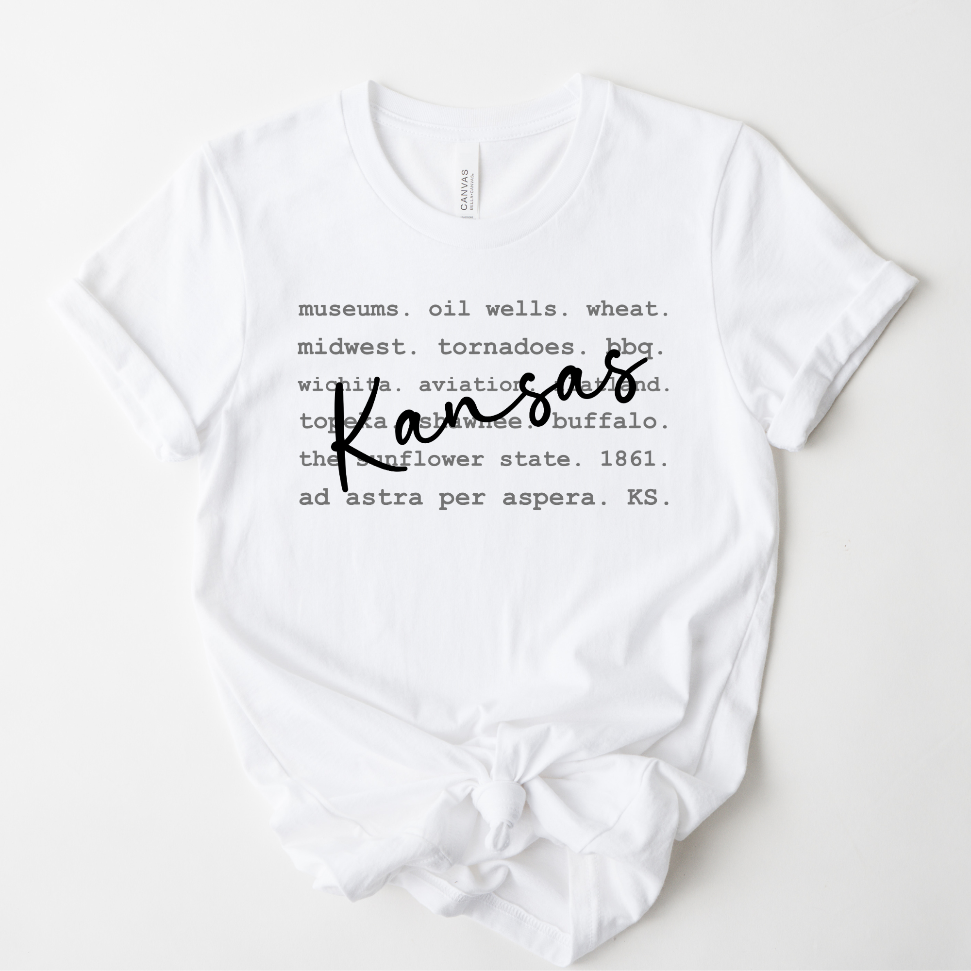 Wholesale Kansas Typography Graphic Tee - White Tee