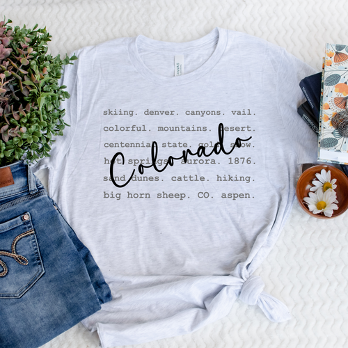 Wholesale Colorado Typography Graphic Tee - White Tee
