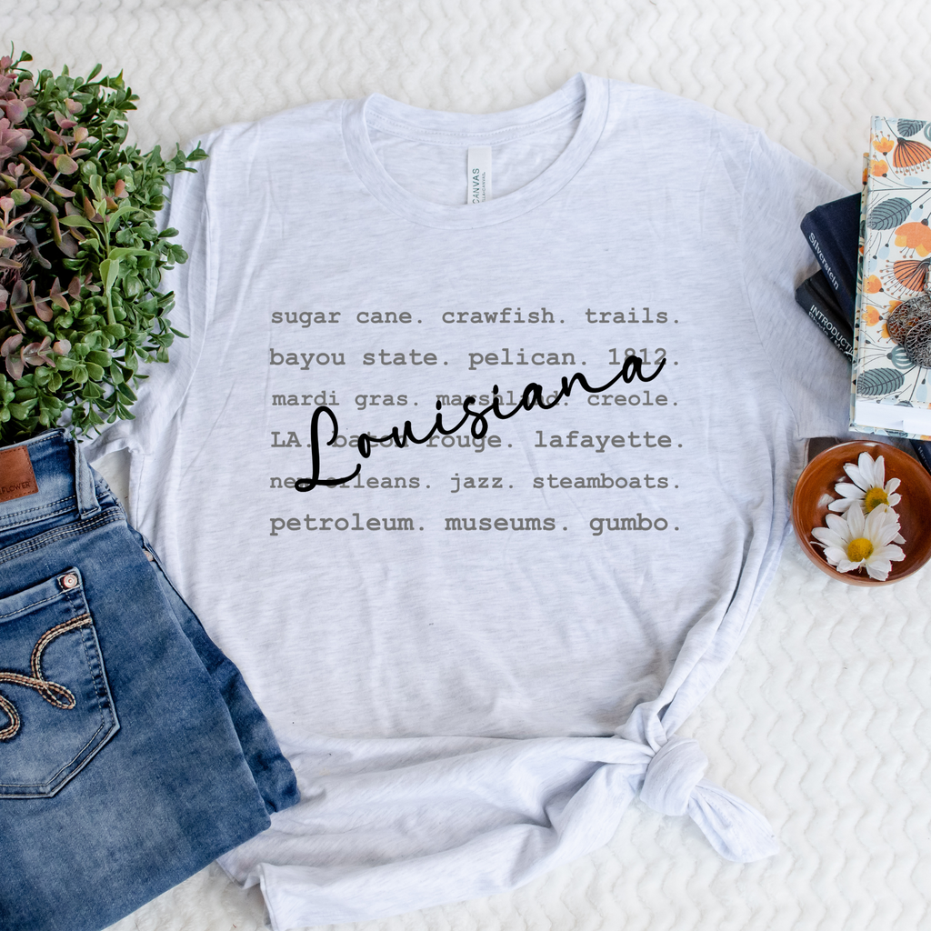 Wholesale Louisiana Typography Graphic Tee - White Tee