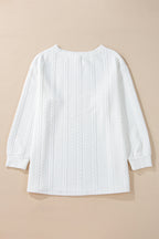 White Cable Textured Loose Plus Size Sweatshirt