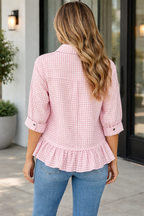 Lylah Ruffle Hem Down Shirt