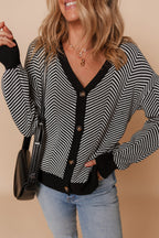 Nylah Stripe Front Herringbone Cardigan