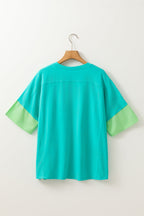 Etta Frayed Denim Star Patched Oversize Top