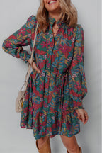 Maria Floral V Neck Puff Sleeve Dress