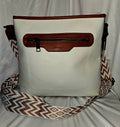 White and Brown Medium Size Crossbody