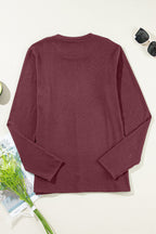 Judith Solid Exposed Seam Long Sleeve Top