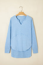 Kahlani Terry Raw Hem Long Sleeve Top