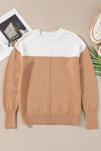 Isabella Colorblock Ribbed Trim Sweater