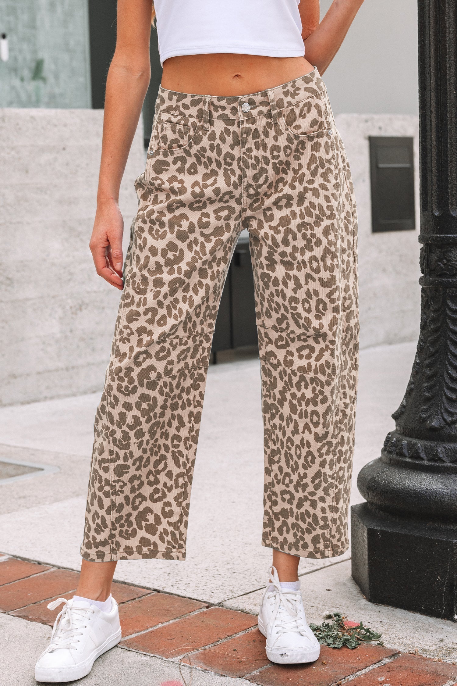 Winnie Print Straight Loose Jeans