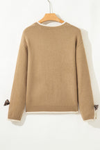 Ava Cuff Contrast Trim Sweater