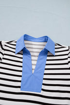 Lina Block Polo Collar Blouse