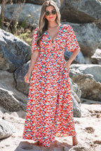 Haley Floral Cutout Back Split Maxi Dress