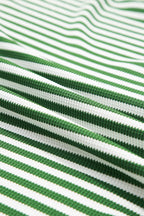 Green Stripe Exposed Seam Patchwork Plus Size Thermal Top