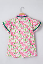 Elyse Ruffled Short Sleeve Blouse