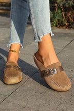 Ayleen Leather Strap Mule Slippers