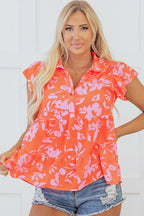 Karla Floral Collared Button Blouse