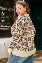 Magnolia Horseshoe Print Checkered PLUS Sweater