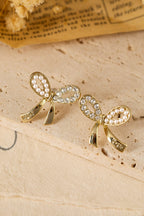 Winter Rhinestone Pearl Bow Earrings