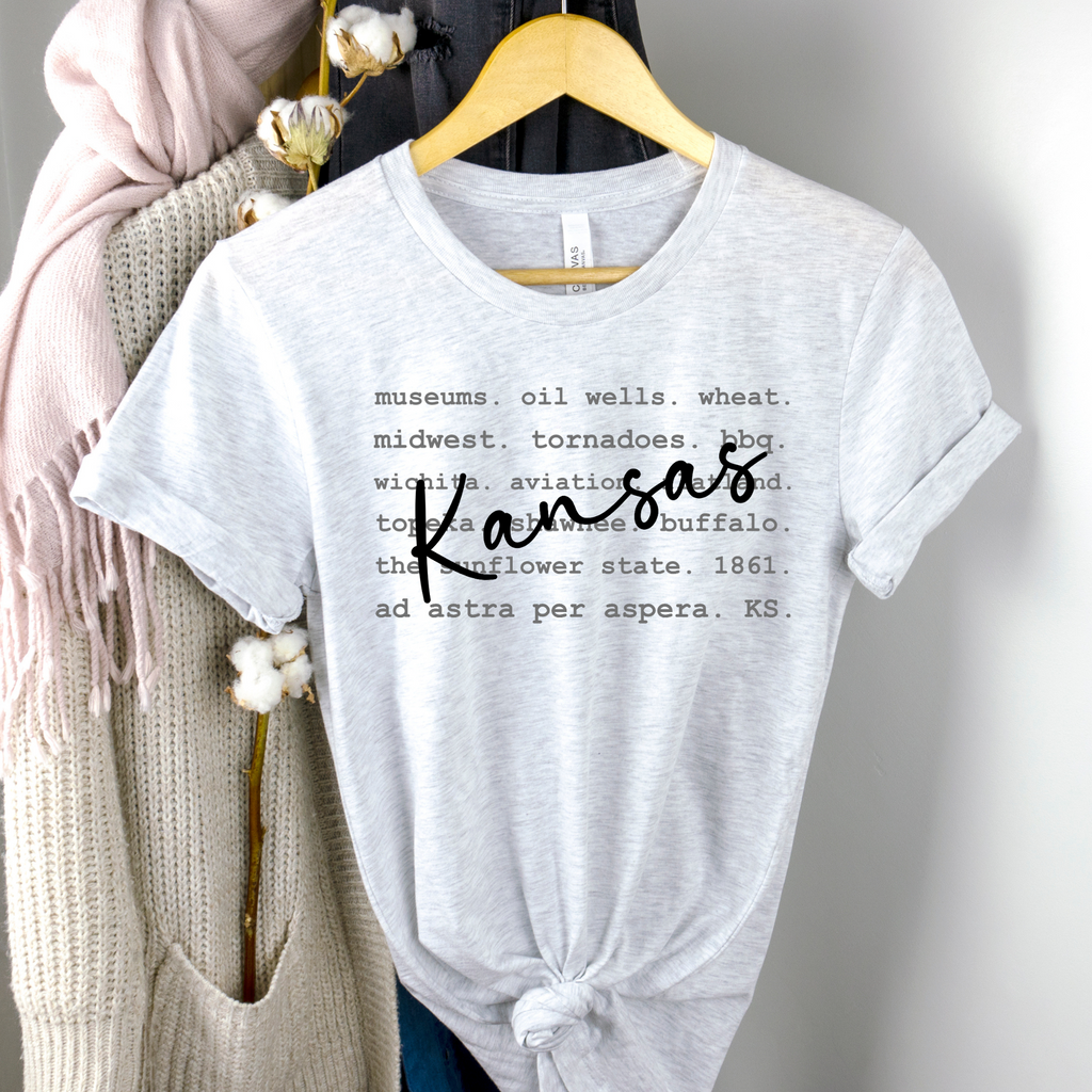 Wholesale Kansas Typography Graphic Tee - Tan Tee