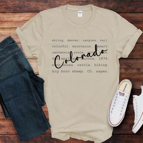 Wholesale Colorado Typography Graphic Tee - Tan Tee
