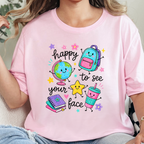 Wholesale Teacher Happy to See Your Face Graphic Tee - Soft Pink