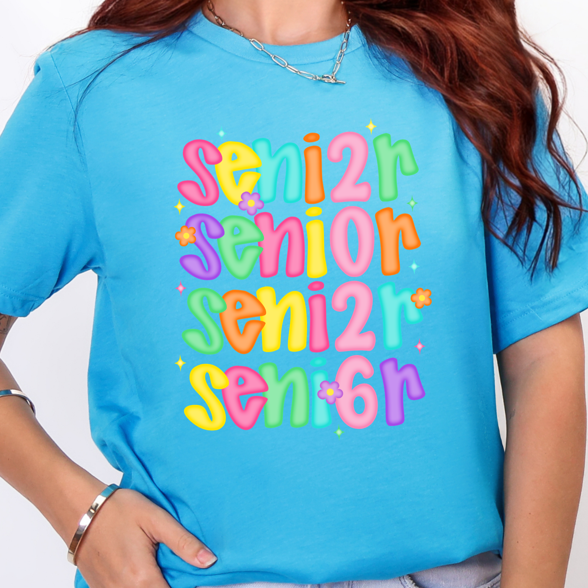 Wholesale Senior 2026 Color Graphic Tee - Heather Aqua Tee