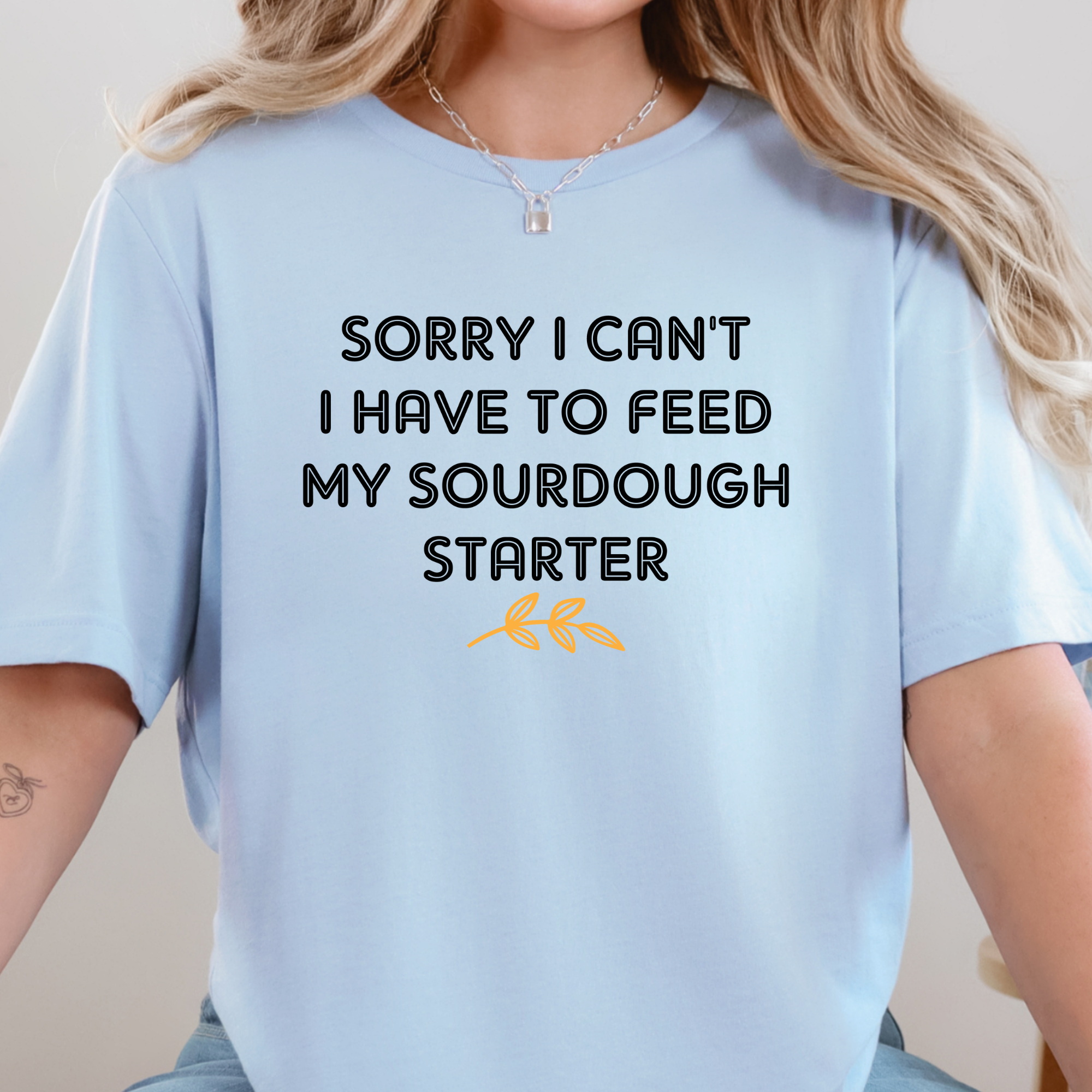 Wholesale Feed My Sourdough Starter Graphic Tee - Baby Blue Tee