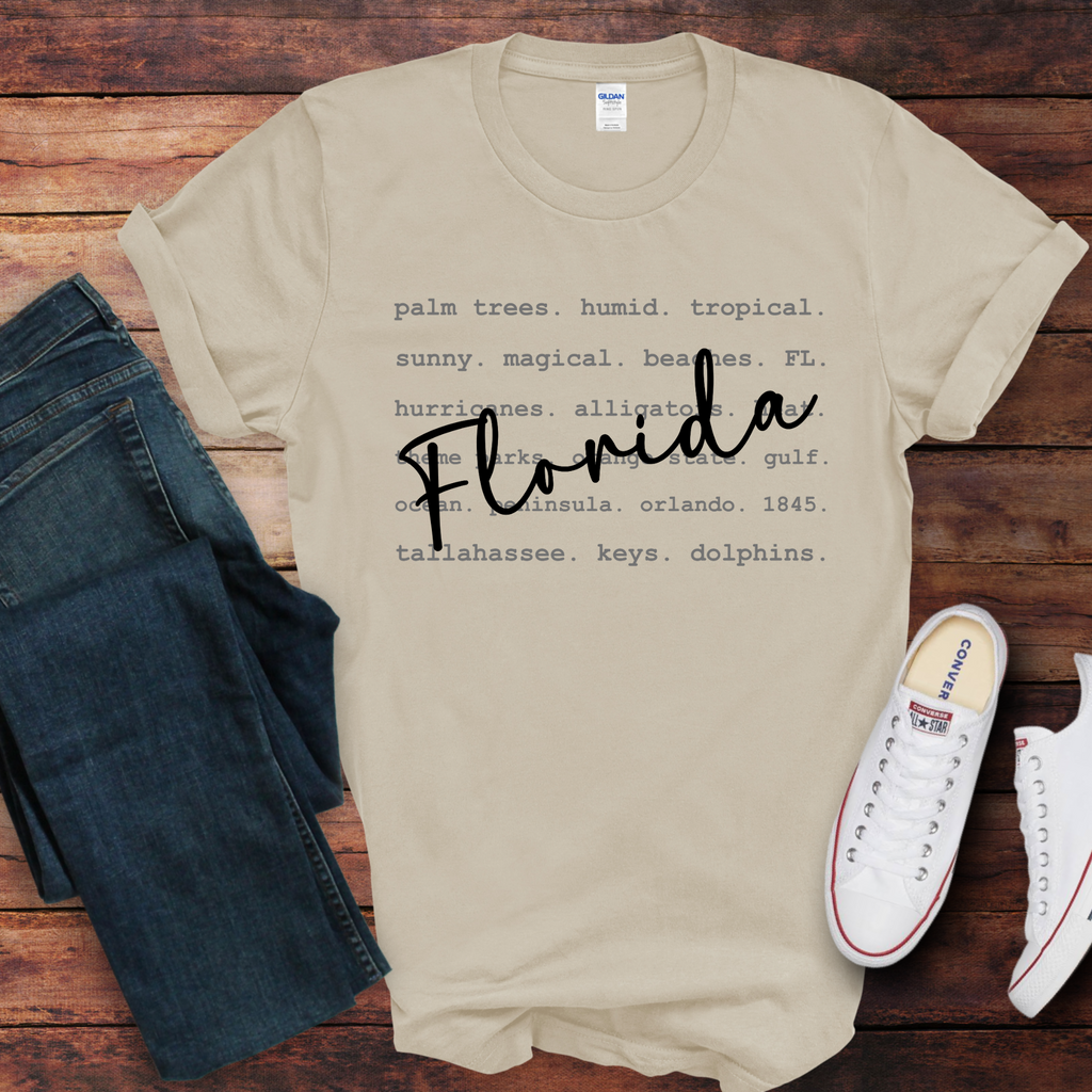 Wholesale Florida Typography Graphic Tee - Tan Tee