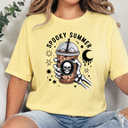Wholesale Spooky Summer Iced Coffee Graphic Tee - Heather French Vanilla