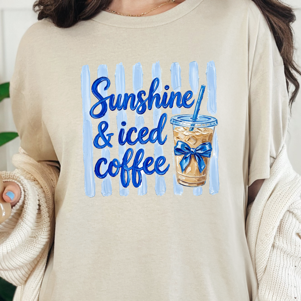 Wholesale Sunshine & Iced Coffee Graphic Tee - Natural Tee
