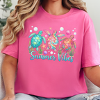 Wholesale Summer Vibes Sea Turtles Graphic Tee - Charity Pink Tee