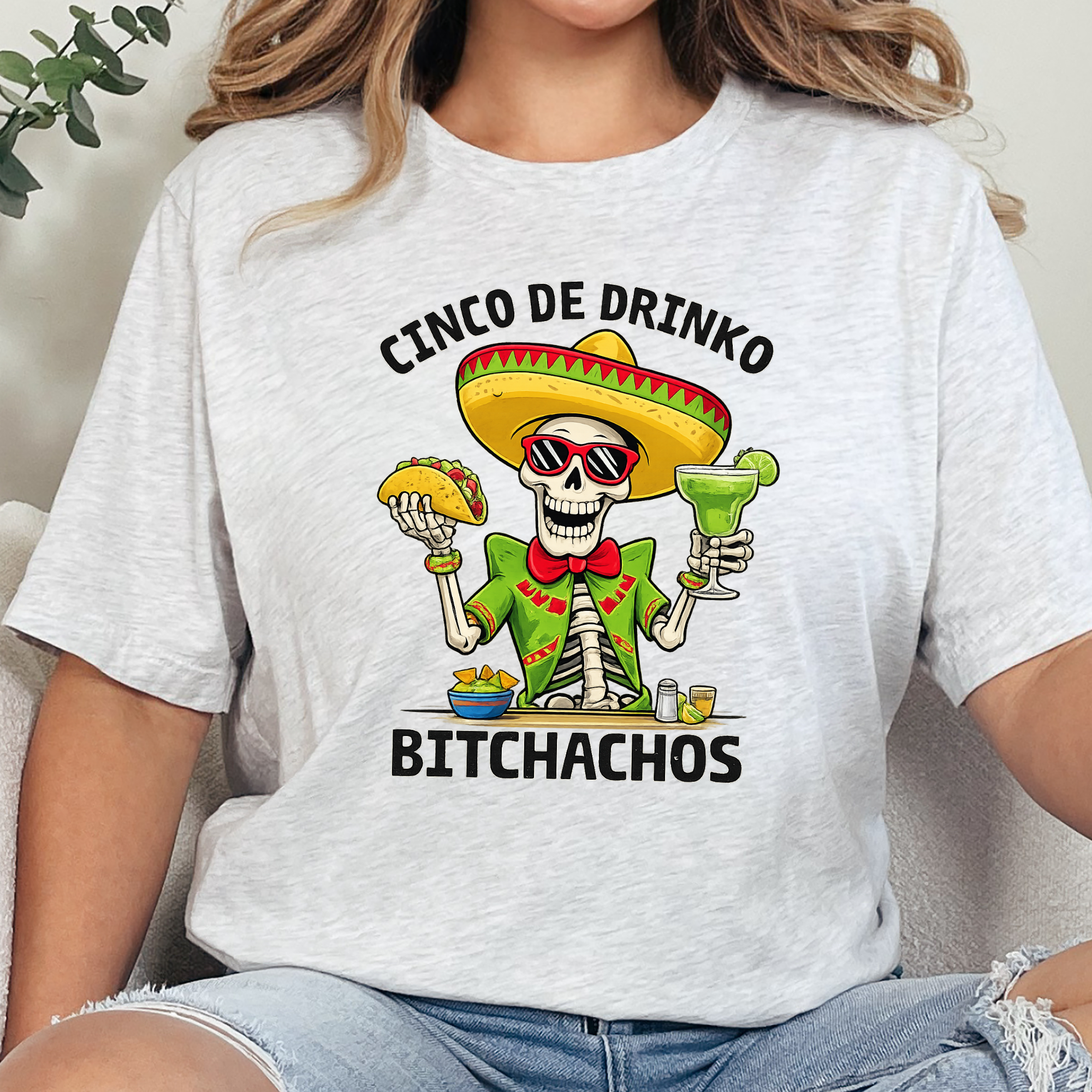 Wholesale Cinco De Drinko Graphic Tee - Ash Tee