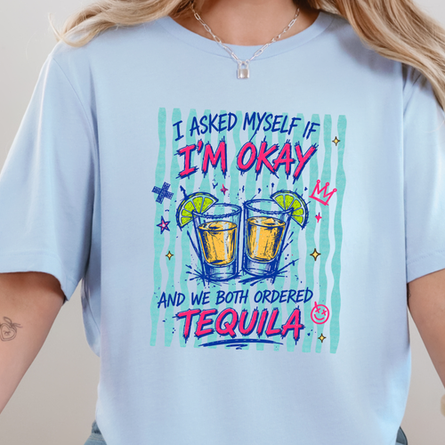 Wholesale Both Ordered Tequila Graphic Tee - Baby Blue Tee