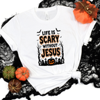 Wholesale Life Is Scary without Jesus Graphic Tee - White