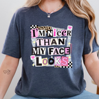 Wholesale I'm Nicer Than My Face Graphic Tee - Heather Navy Tee