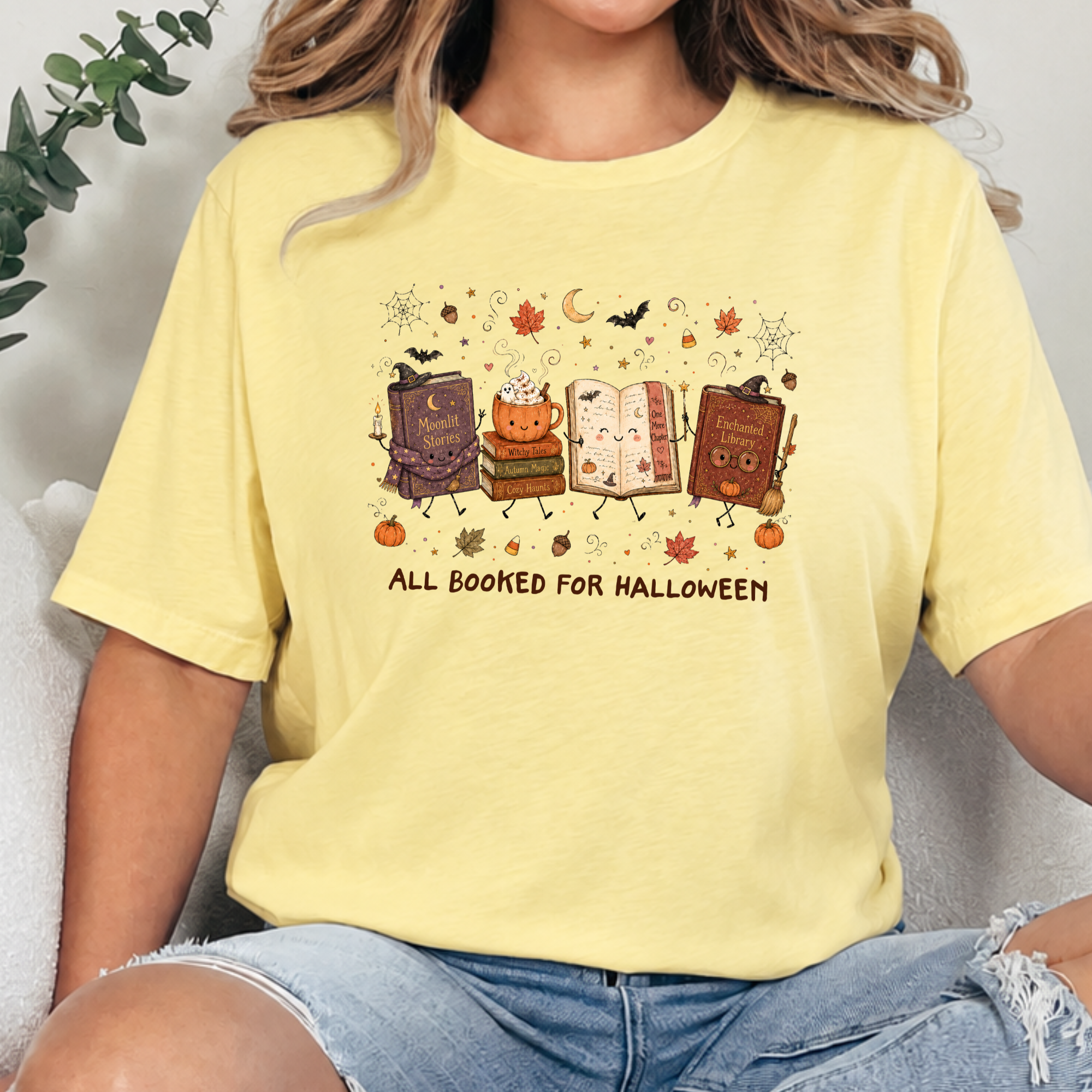 Wholesale Booked for Halloween Graphic Tee - French Vanilla