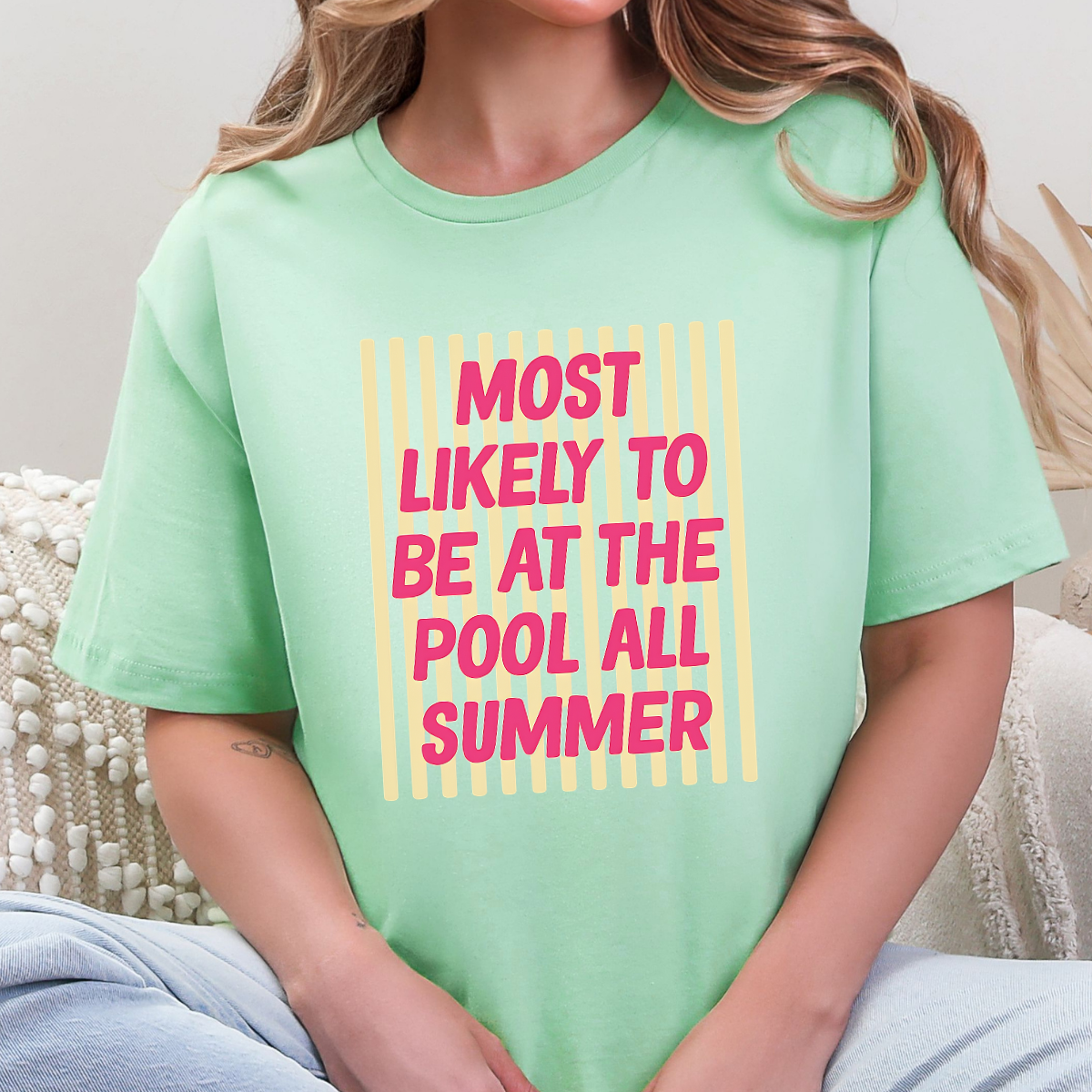Wholesale Pool All Summer Graphic Tee - Mint Tee