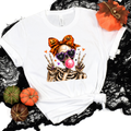 Wholesale Cute Skeleton Halloween Graphic Tee - White 