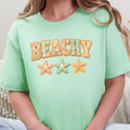 Wholesale Beachy Floral Patchwork Graphic Tee - Mint