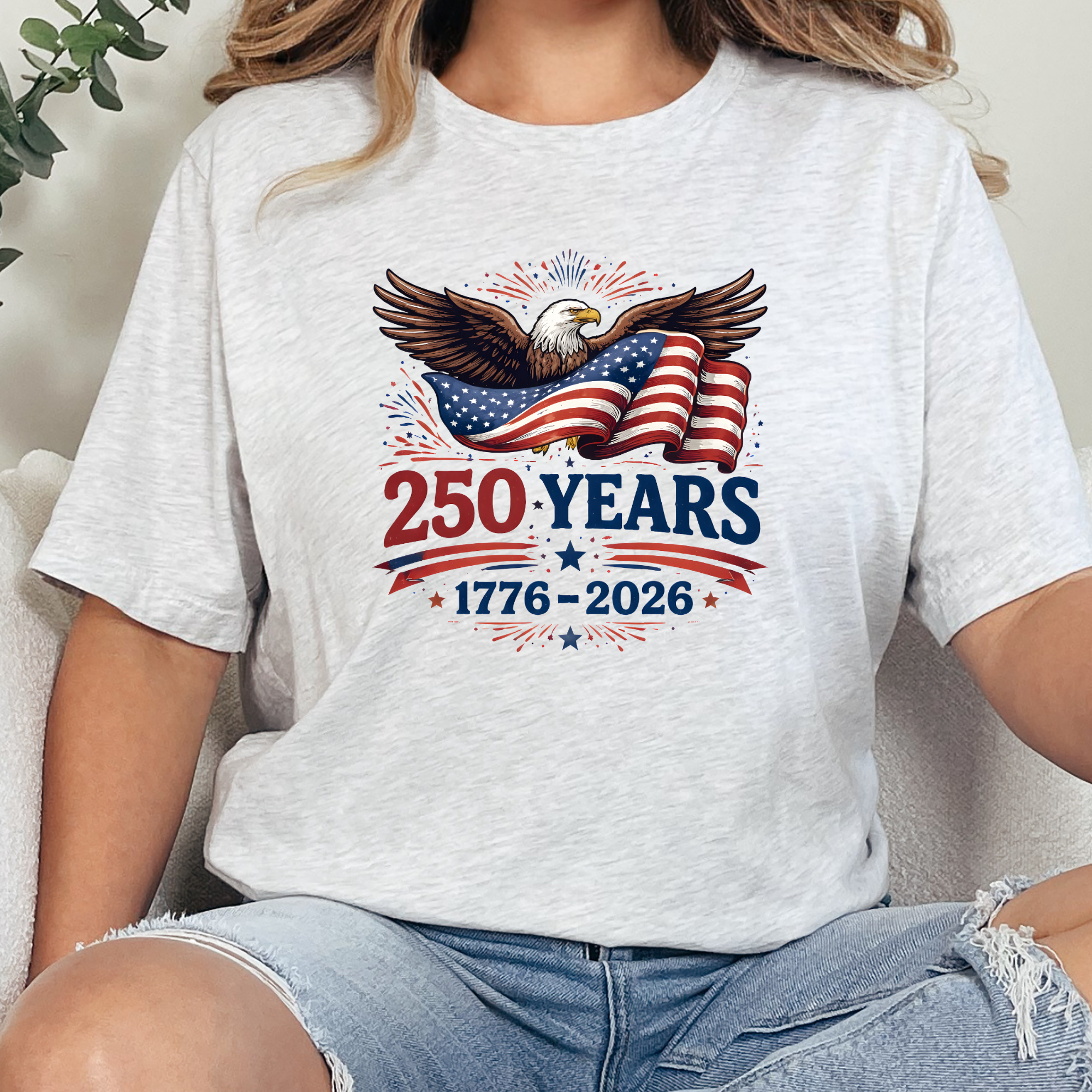 Wholesale Bald Eagle 250 Years Graphic Tee - Ash Tee