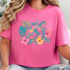 Wholesale Floral Sea Turtle Graphic Tee - Charity Pink Tee