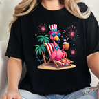 Wholesale Beach Flamingo Graphic Tee - Black Tee
