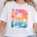Wholesale Summer Beach Sunset Graphic Tee - White