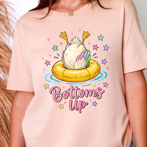Wholesale Bottoms Up Duck Graphic Tee - Peach