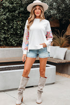 Raelynn Floral Patchwork Casual Sweatshirt