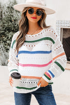 Cheyenne Striped Pointelle Knit Sweater