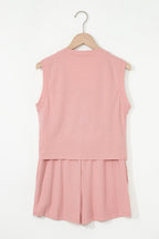 Linda Ribbed Button V Neck Set