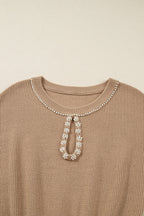 Zariah Embellished Keyhole Ribbed Sweater