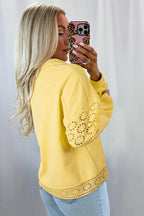 Evangeline Embroidered Flower Buttons Pullover Sweatshirt